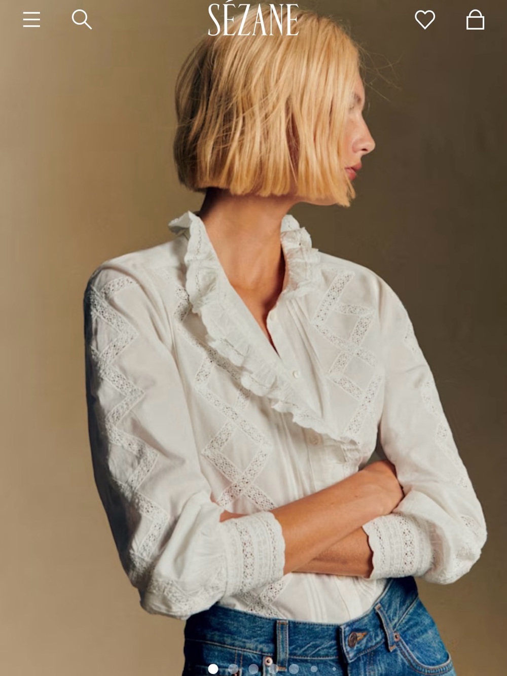 Sézane Chlo Shirt ecru pastel Ruffle Blouse